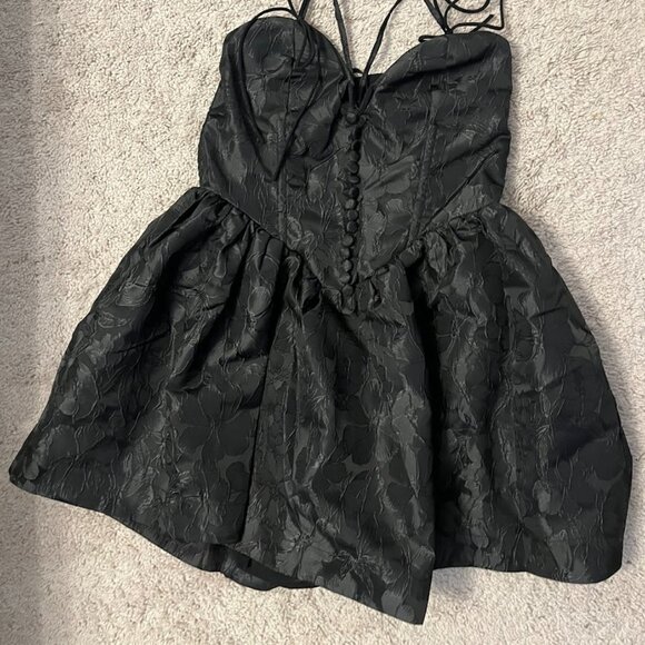 For Love and Lemons Faith Mini Dress M Black Floral Jacquard NWT - Picture 6 of 7